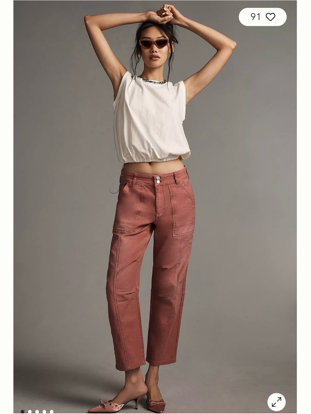 High-Rise Utility Jeans in Dusty Rose - Women